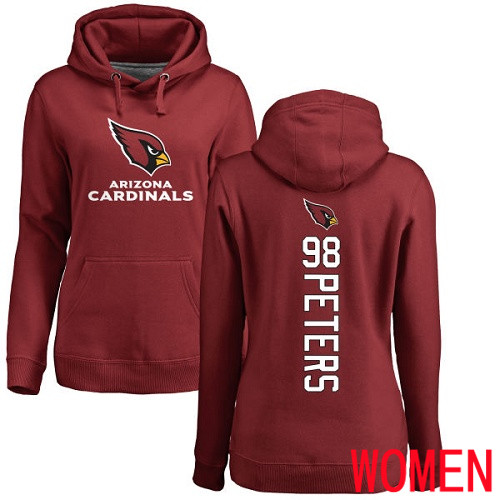 Arizona Cardinals Maroon Women Corey Peters Backer NFL Football 98 Pullover Hoodie Sweatshirts
